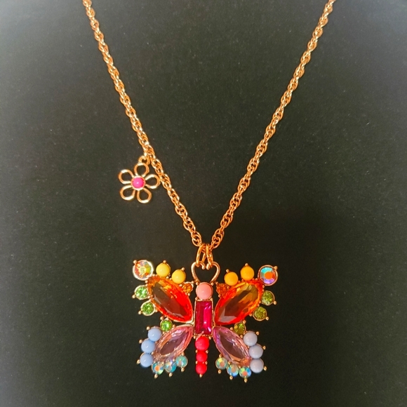 Betsey Johnson Rainbow Butterfly Necklace - Picture 4 of 10